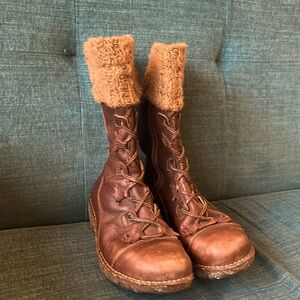 El Naturalista Brown mid calf leather boots
